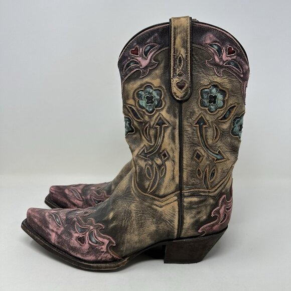 Dan Post Vintage Bluebird Snip Toe Leather Boots Size 10 Western Cowgirl - Picture 6 of 12
